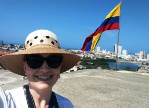 Dana enjoying the view of modern Cartagena